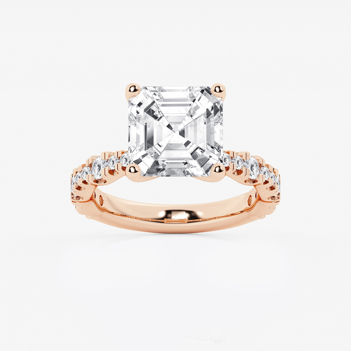 6 3/4 ctw Asscher Lab Grown Diamond Station Engagement Ring