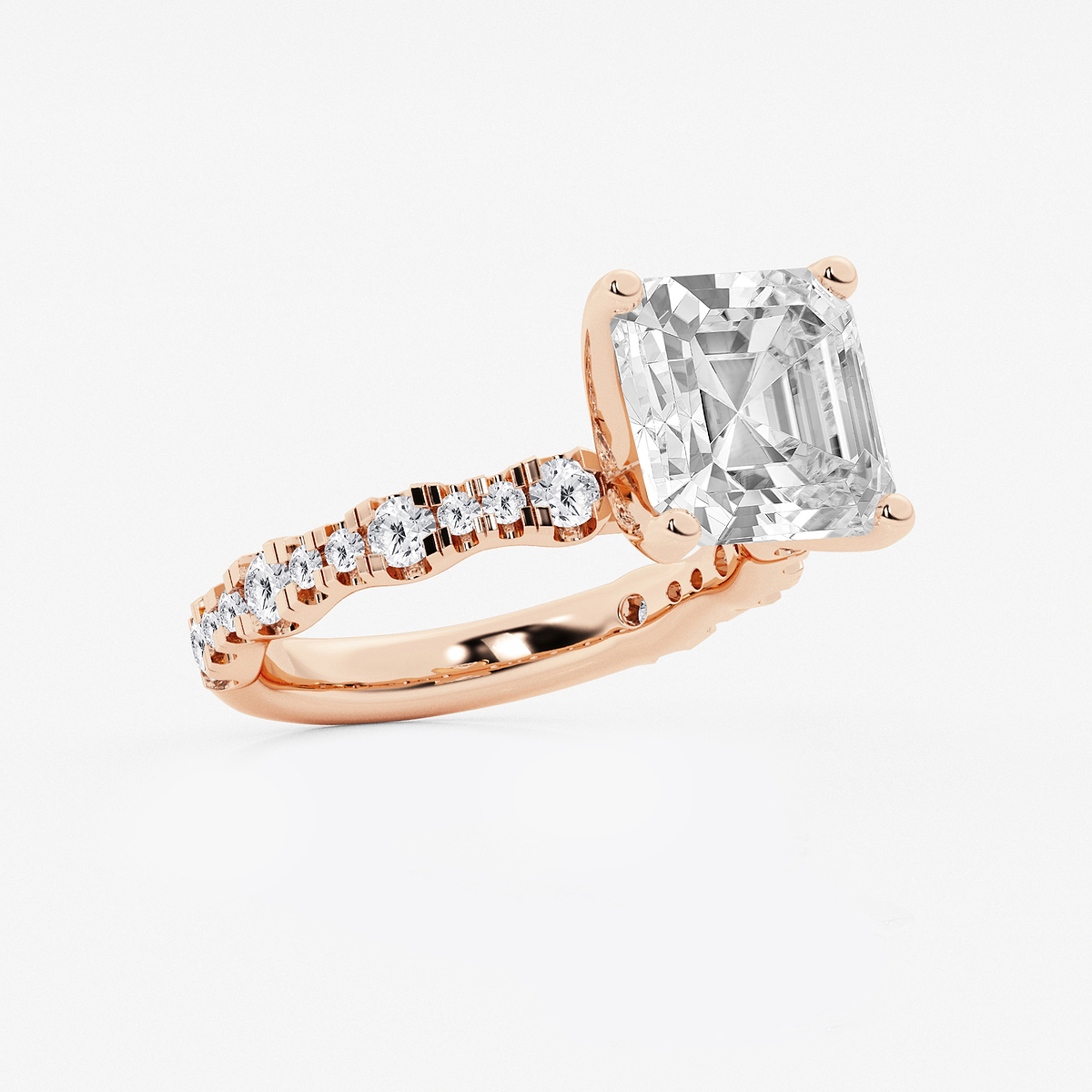 Additional Image 1 for  6 3/4 ctw Asscher Lab Grown Diamond Station Engagement Ring