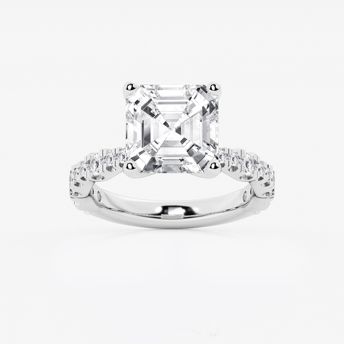 6 3/4 ctw Asscher Lab Grown Diamond Station Engagement Ring