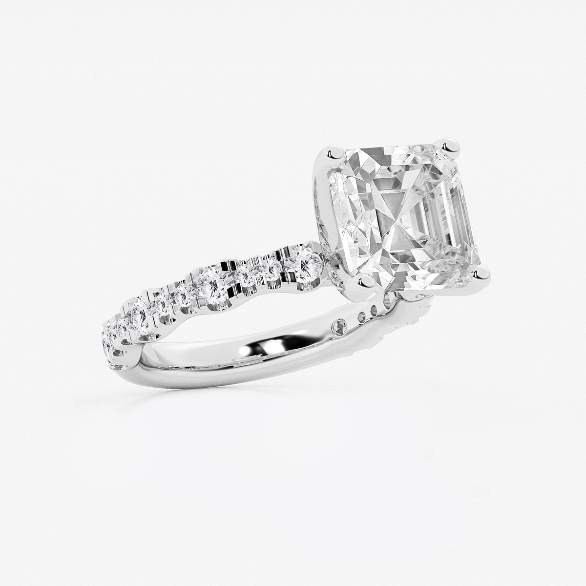 Additional Image 1 for  6 3/4 ctw Asscher Lab Grown Diamond Station Engagement Ring