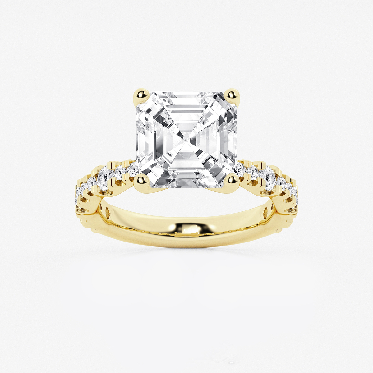 6 3/4 ctw Asscher Lab Grown Diamond Station Engagement Ring