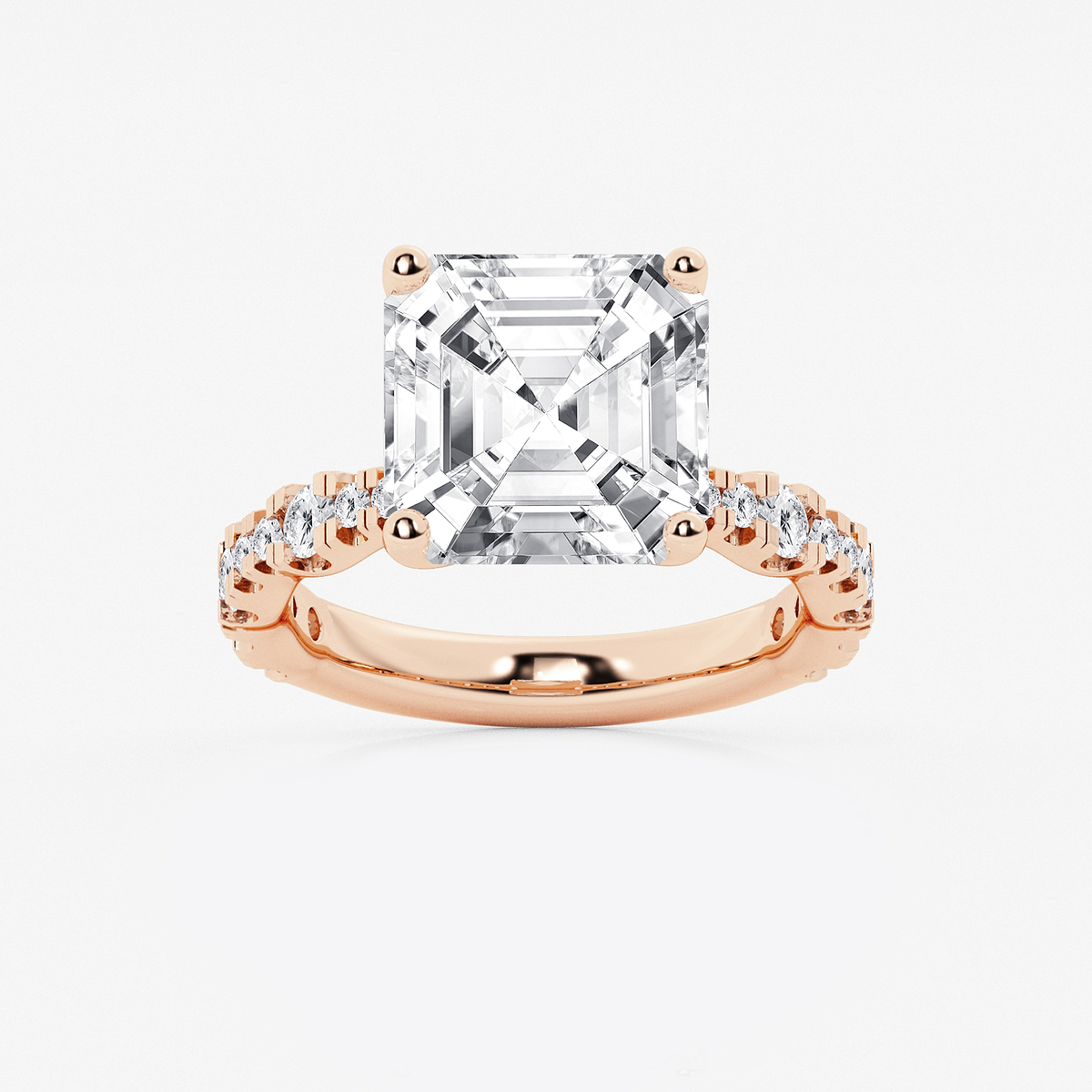 8 3/4 ctw Asscher Lab Grown Diamond Station Engagement Ring