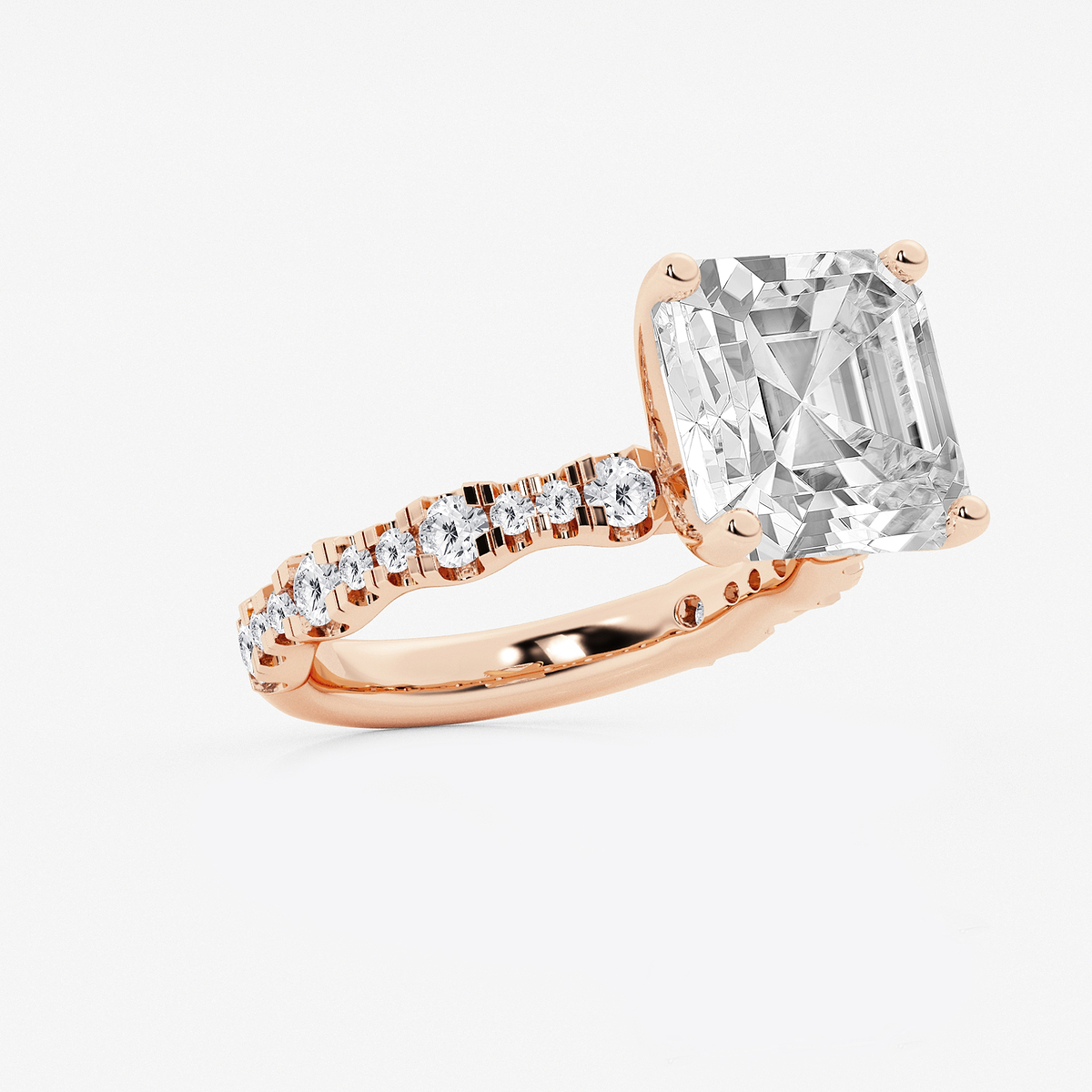 Additional Image 1 for  8 3/4 ctw Asscher Lab Grown Diamond Station Engagement Ring