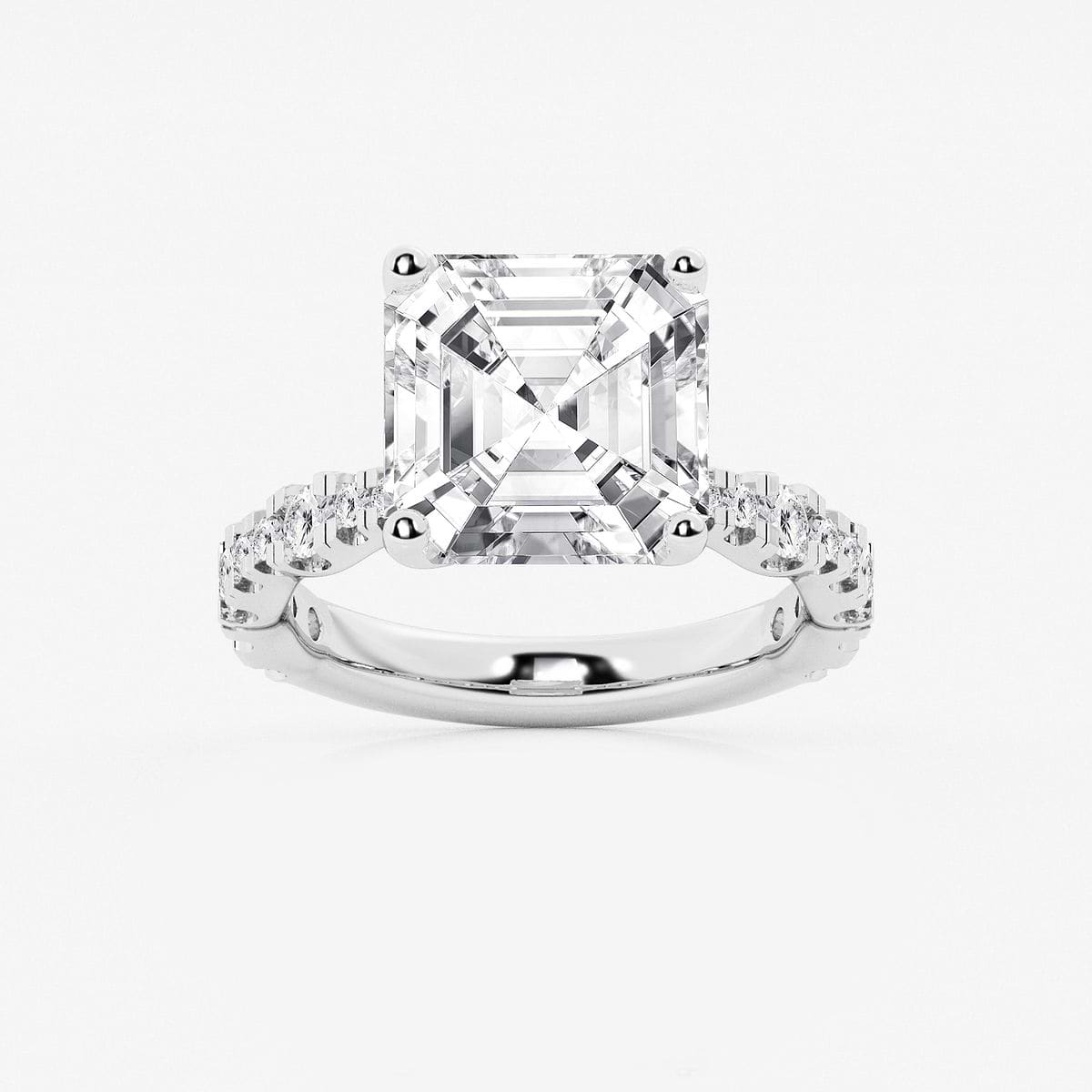 8 3/4 ctw Asscher Lab Grown Diamond Station Engagement Ring