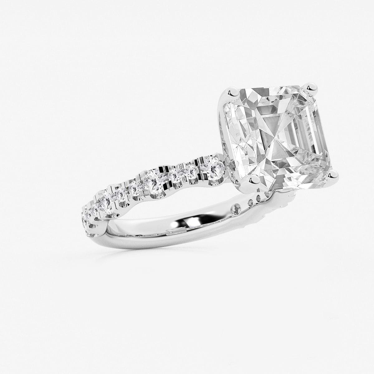 Additional Image 1 for  8 3/4 ctw Asscher Lab Grown Diamond Station Engagement Ring