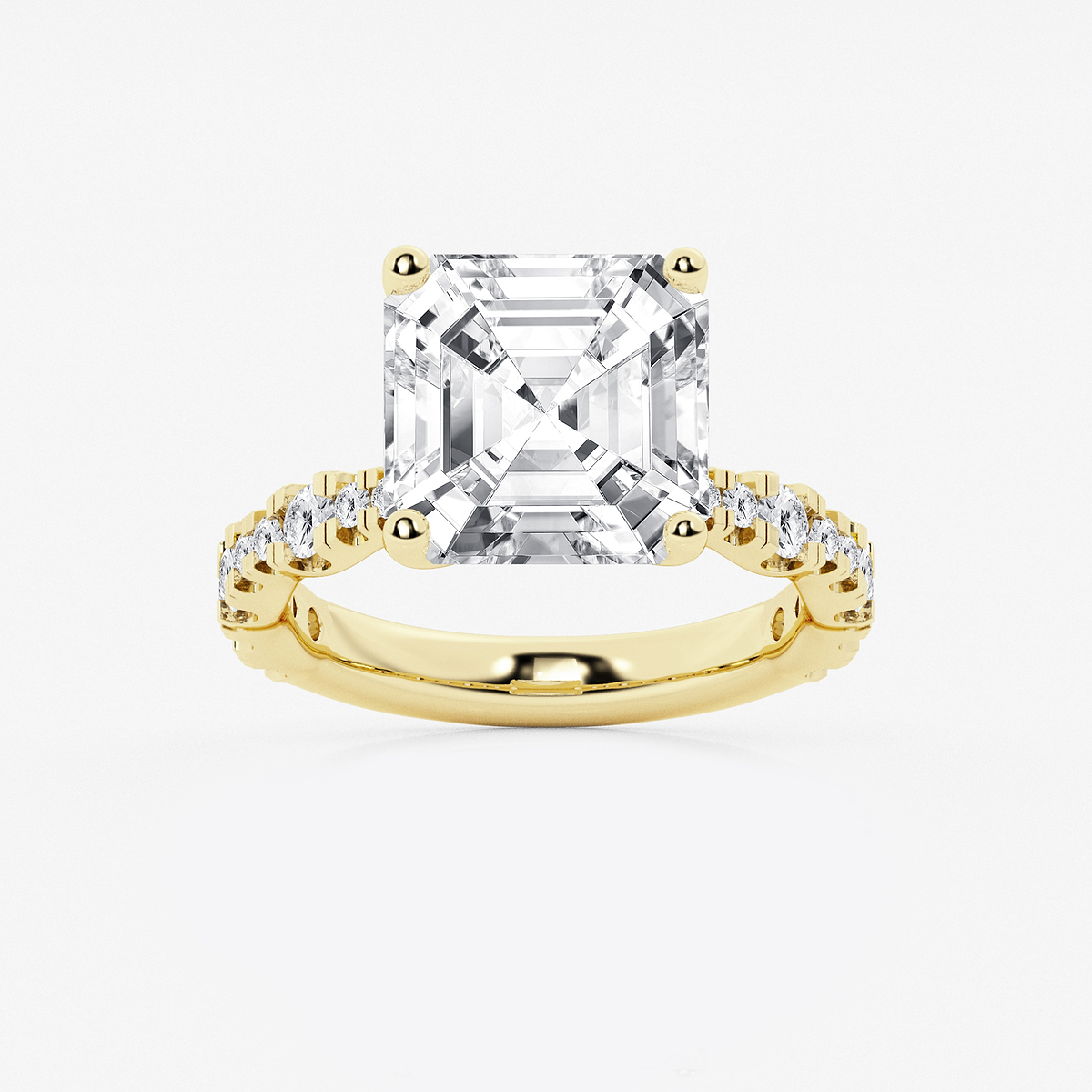 8 3/4 ctw Asscher Lab Grown Diamond Station Engagement Ring