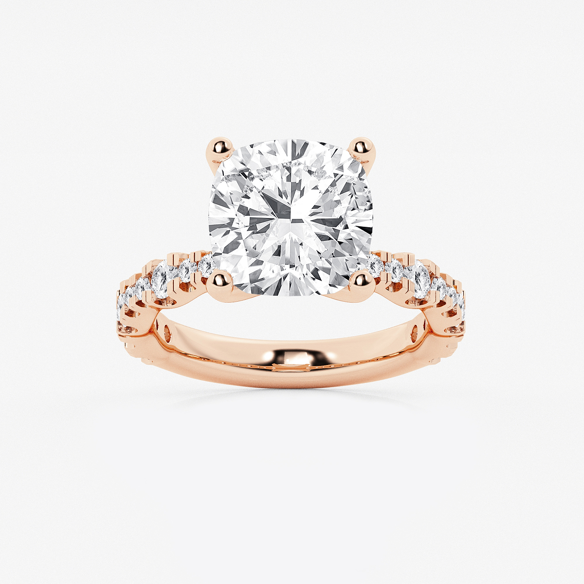 6 3/4 ctw Cushion Lab Grown Diamond Station Engagement Ring