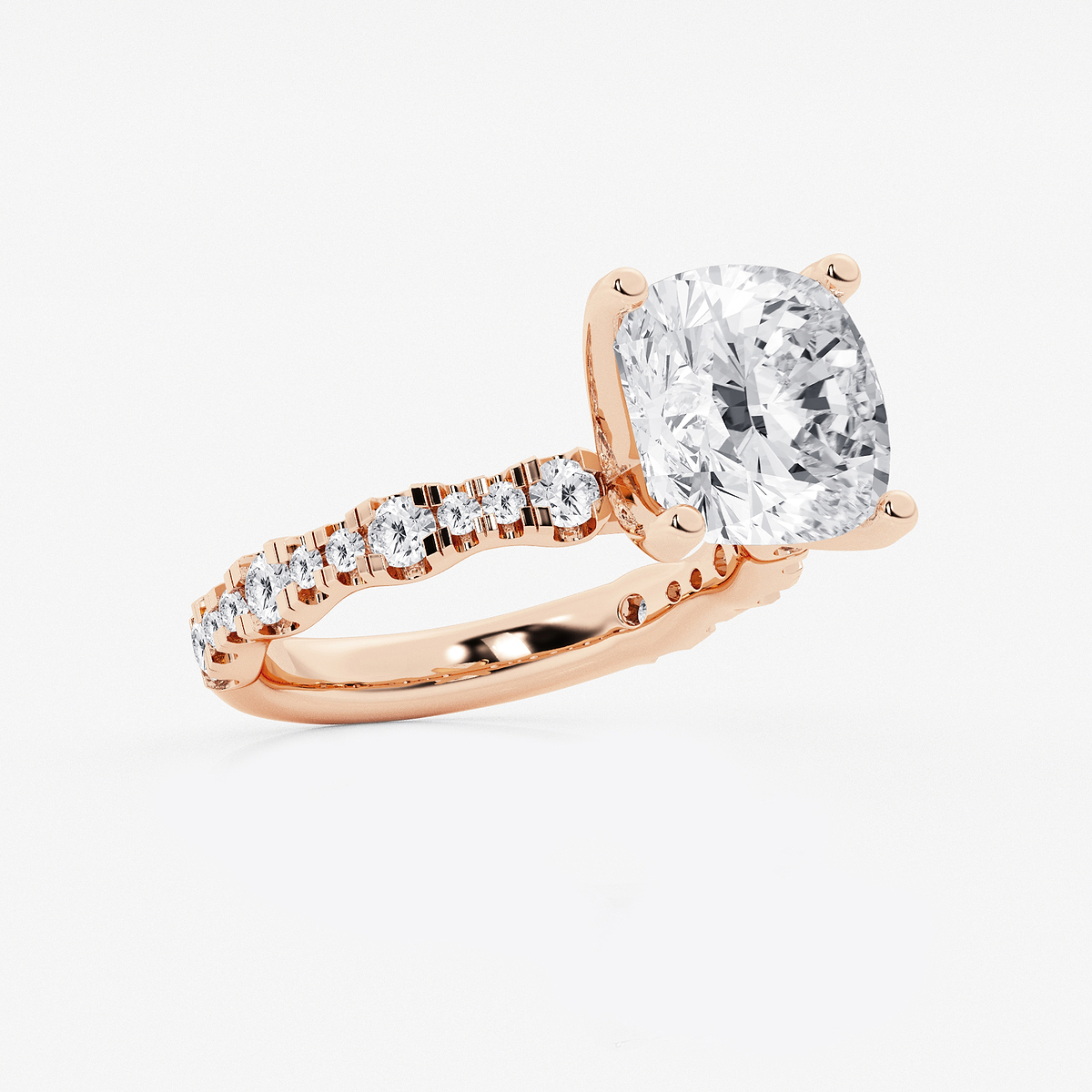 Additional Image 1 for  6 3/4 ctw Cushion Lab Grown Diamond Station Engagement Ring