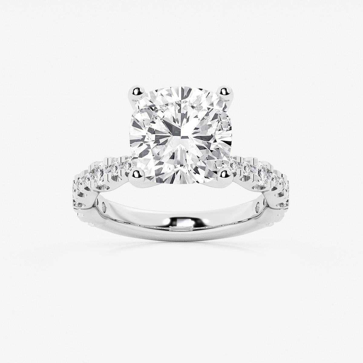 6 3/4 ctw Cushion Lab Grown Diamond Station Engagement Ring