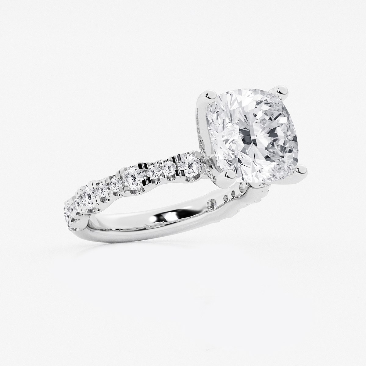 Additional Image 1 for  6 3/4 ctw Cushion Lab Grown Diamond Station Engagement Ring