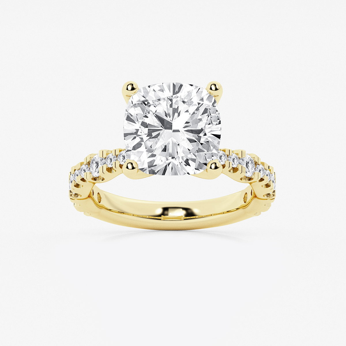 6 3/4 ctw Cushion Lab Grown Diamond Station Engagement Ring