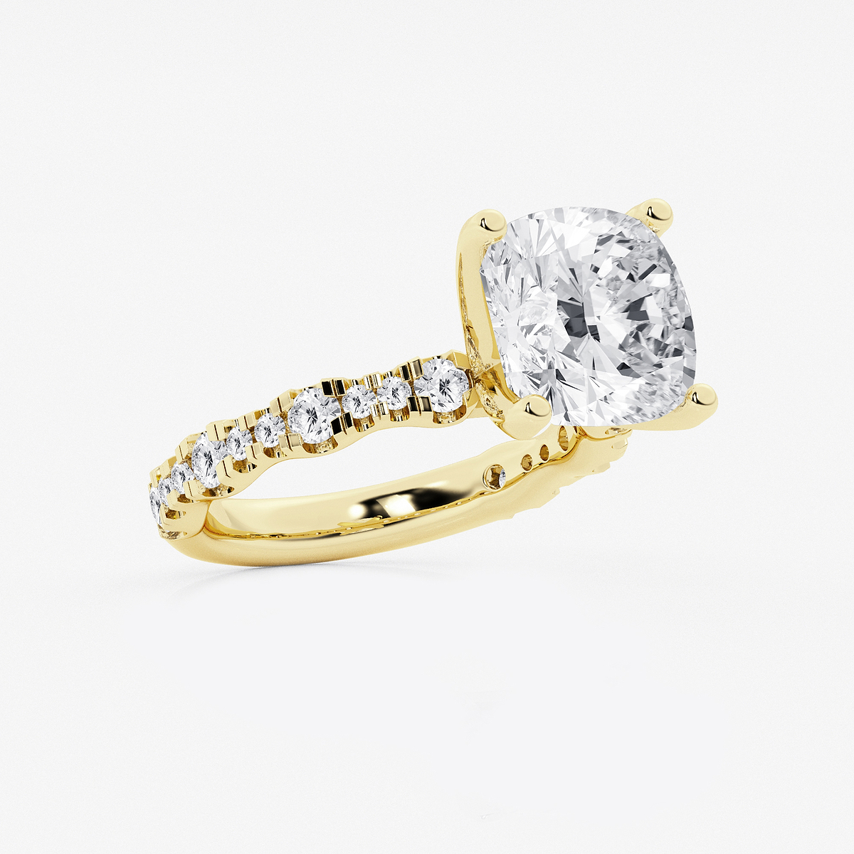 Additional Image 1 for  6 3/4 ctw Cushion Lab Grown Diamond Station Engagement Ring