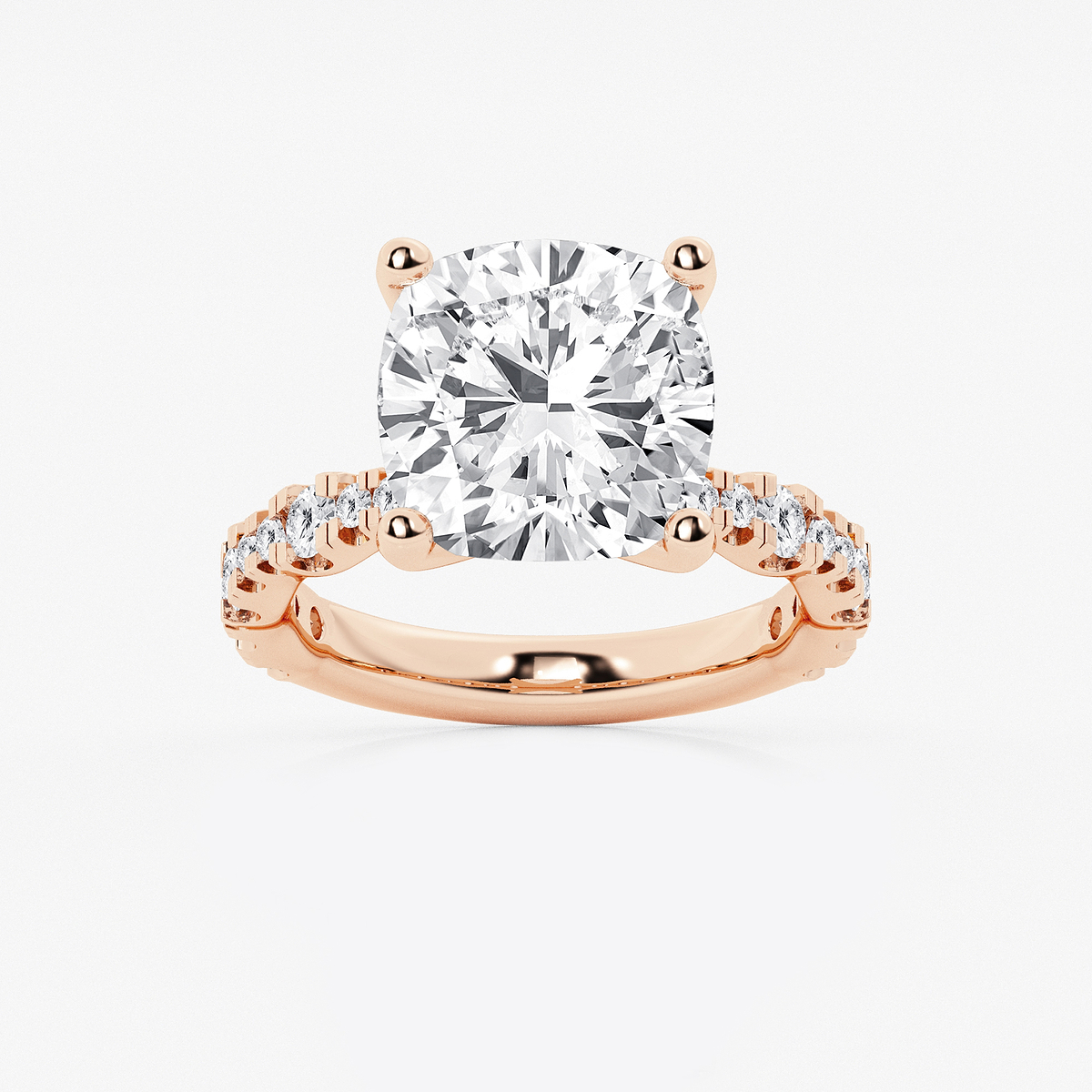 8 3/4 ctw Cushion Lab Grown Diamond Station Engagement Ring