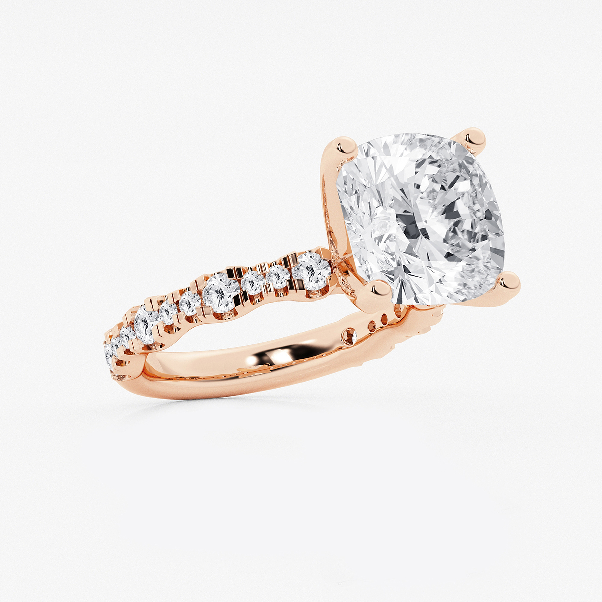 Additional Image 1 for  8 3/4 ctw Cushion Lab Grown Diamond Station Engagement Ring