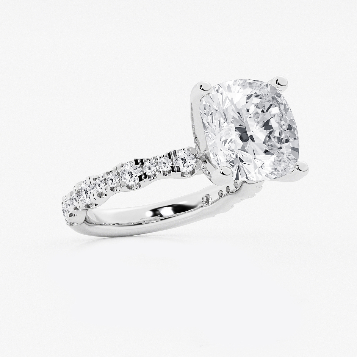 Additional Image 1 for  8 3/4 ctw Cushion Lab Grown Diamond Station Engagement Ring