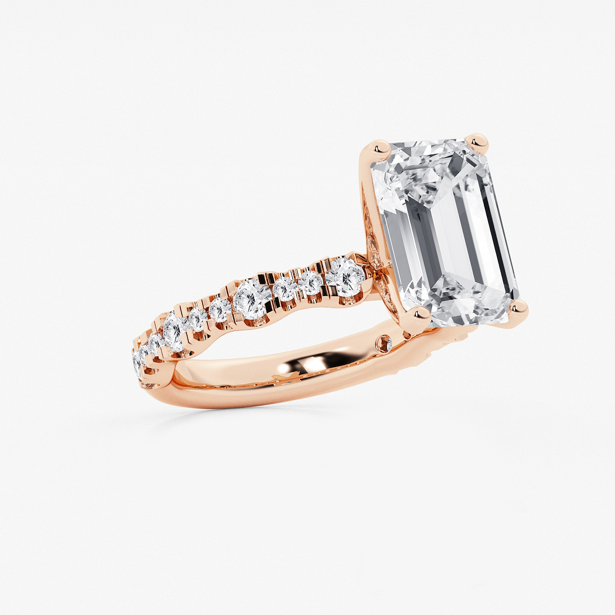 Additional Image 1 for  6 3/4 ctw Emerald Lab Grown Diamond Station Engagement Ring