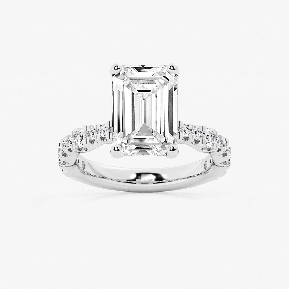 6 3/4 ctw Emerald Lab Grown Diamond Station Engagement Ring