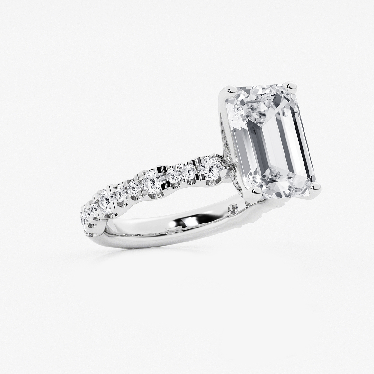 Additional Image 1 for  6 3/4 ctw Emerald Lab Grown Diamond Station Engagement Ring