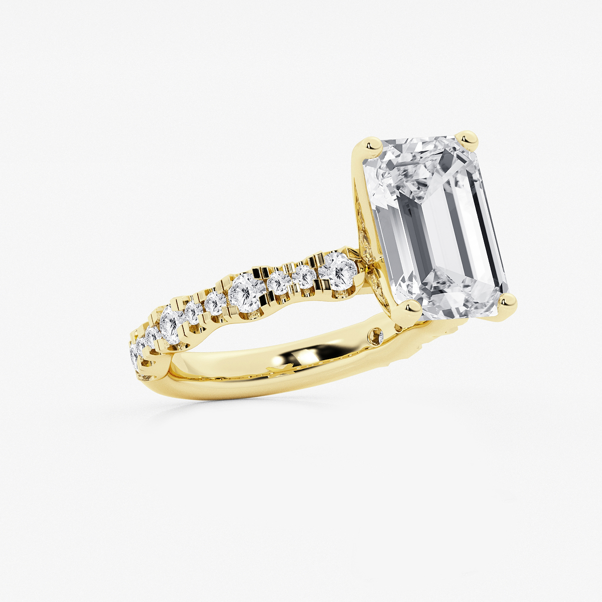 Additional Image 1 for  6 3/4 ctw Emerald Lab Grown Diamond Station Engagement Ring