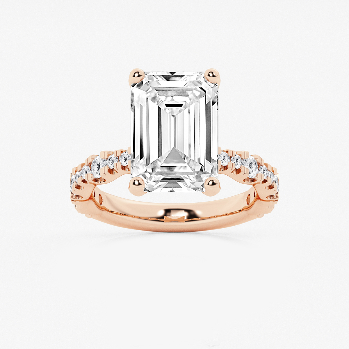 8 3/4 ctw Emerald Lab Grown Diamond Station Engagement Ring