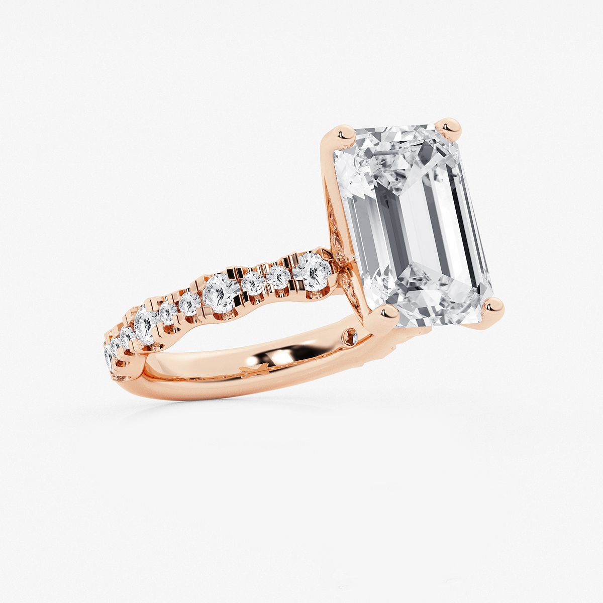Additional Image 1 for  8 3/4 ctw Emerald Lab Grown Diamond Station Engagement Ring