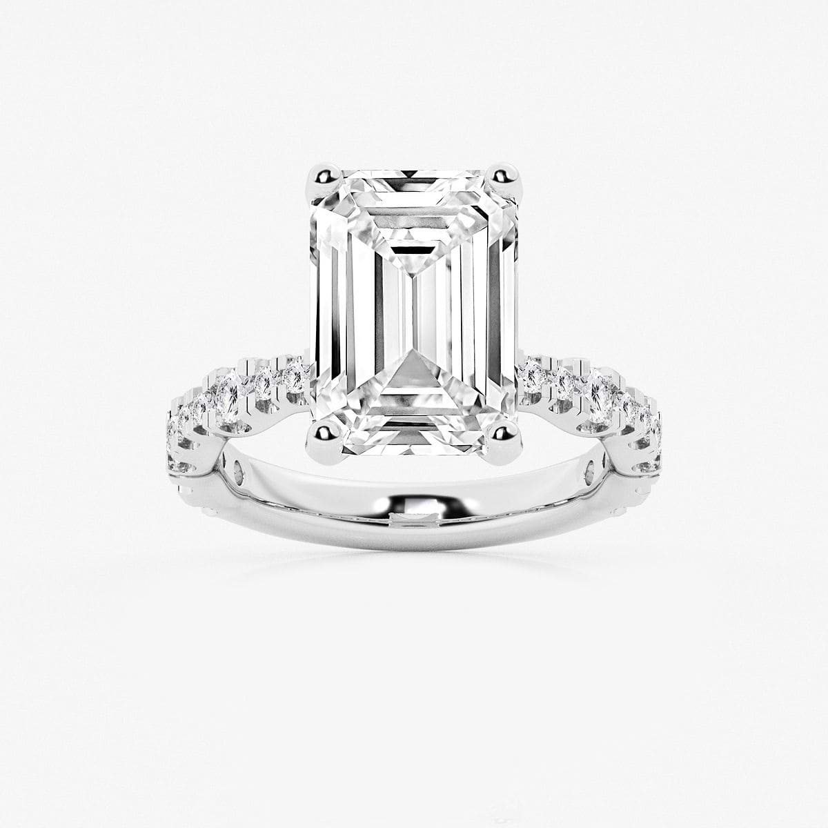 8 3/4 ctw Emerald Lab Grown Diamond Station Engagement Ring