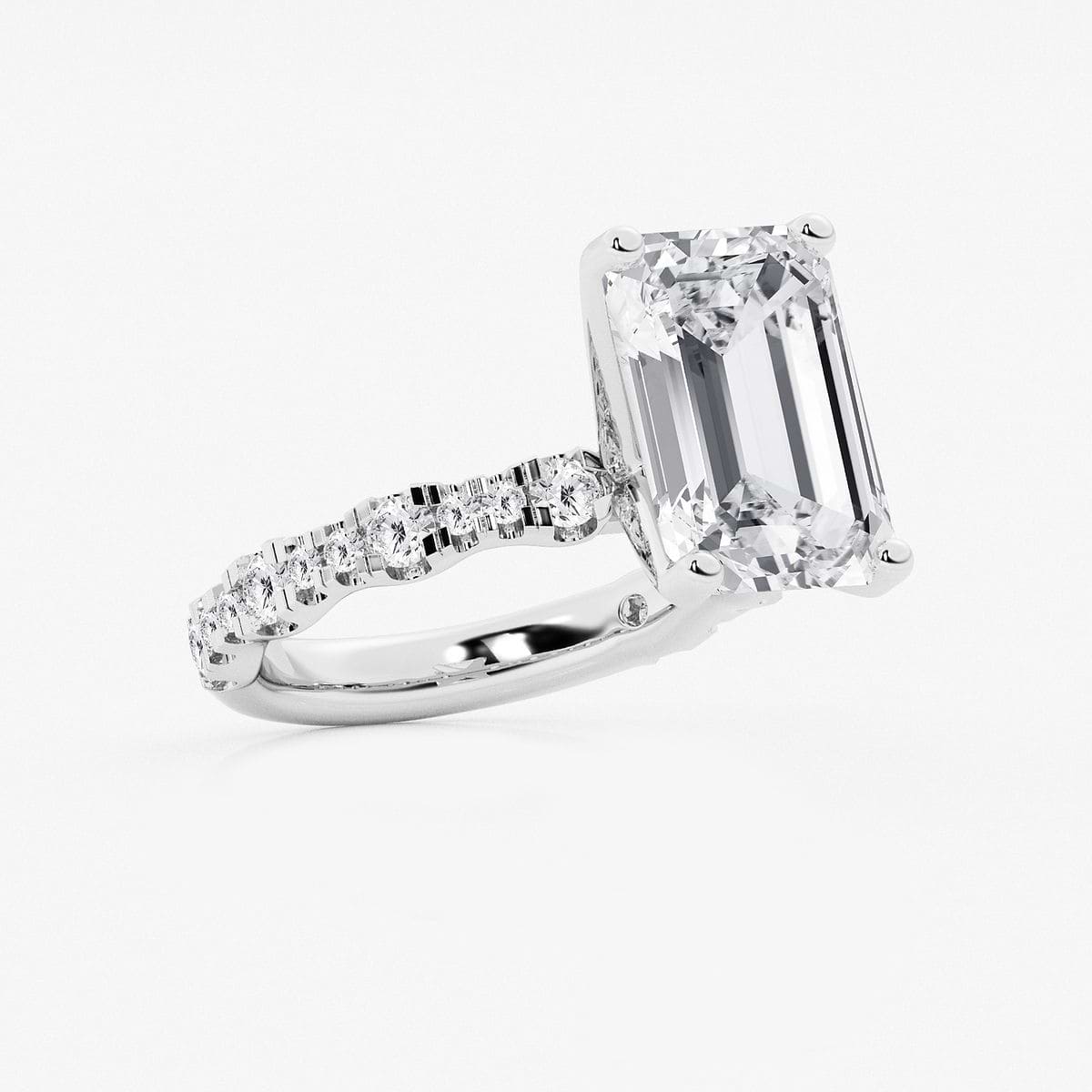 Additional Image 1 for  8 3/4 ctw Emerald Lab Grown Diamond Station Engagement Ring