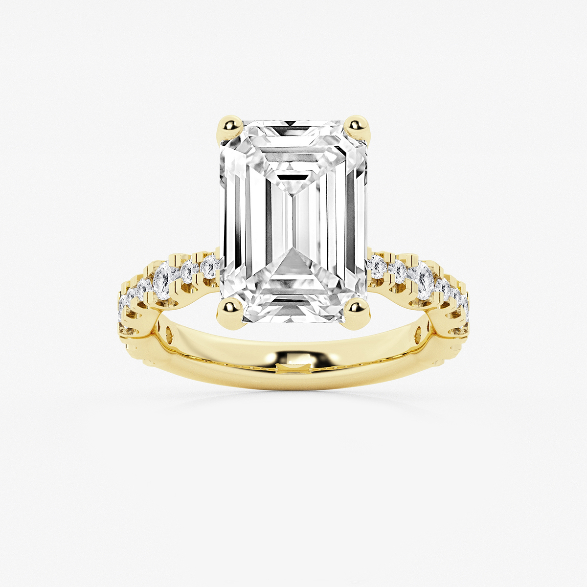 8 3/4 ctw Emerald Lab Grown Diamond Station Engagement Ring
