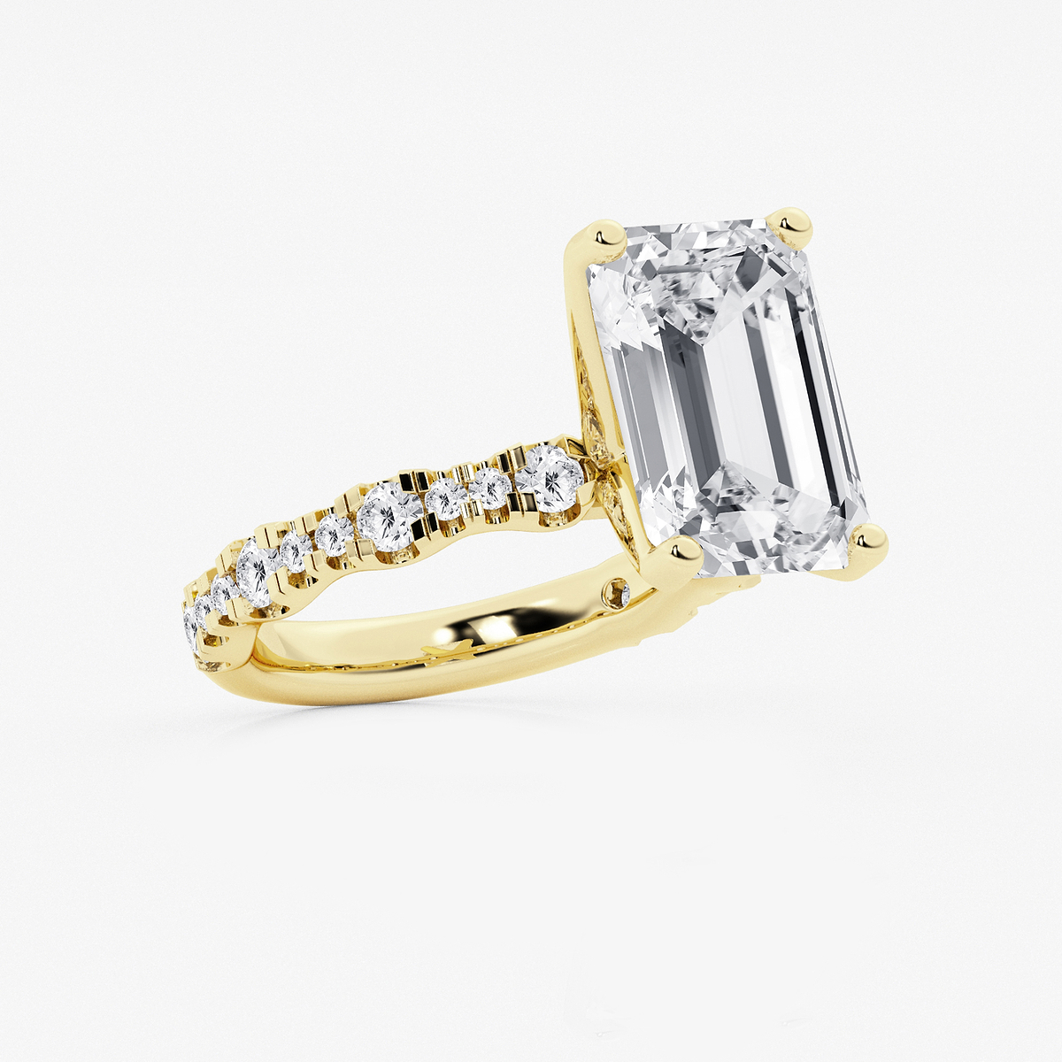 Additional Image 1 for  8 3/4 ctw Emerald Lab Grown Diamond Station Engagement Ring