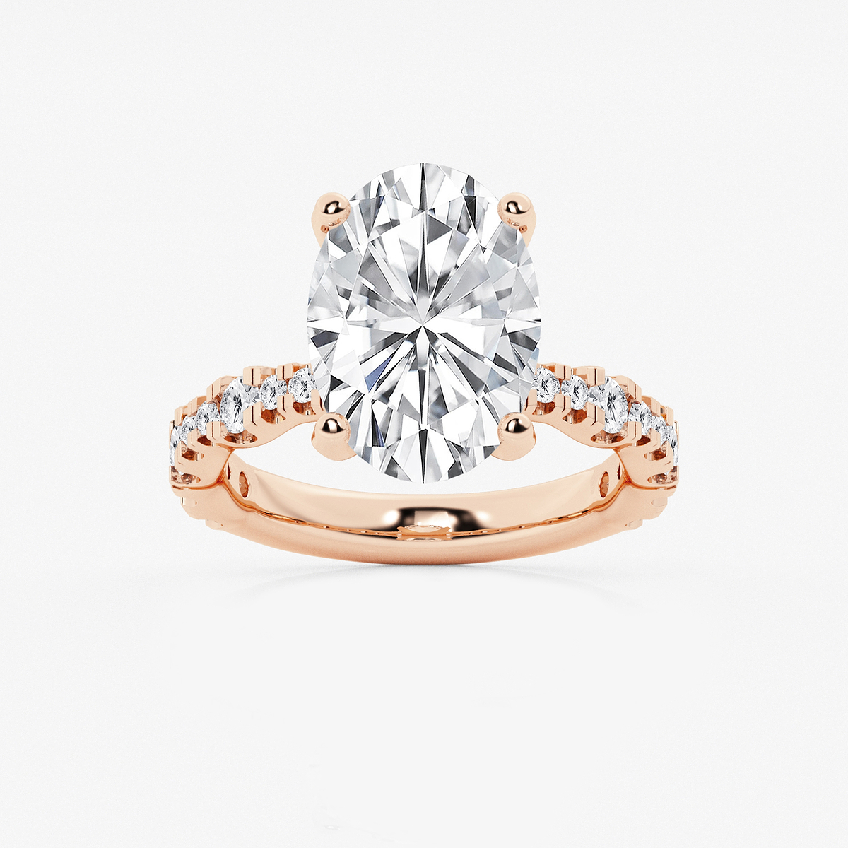 6 3/4 ctw Oval Lab Grown Diamond Station Engagement Ring