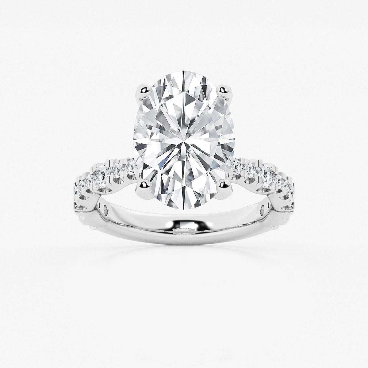 6 3/4 ctw Oval Lab Grown Diamond Station Engagement Ring