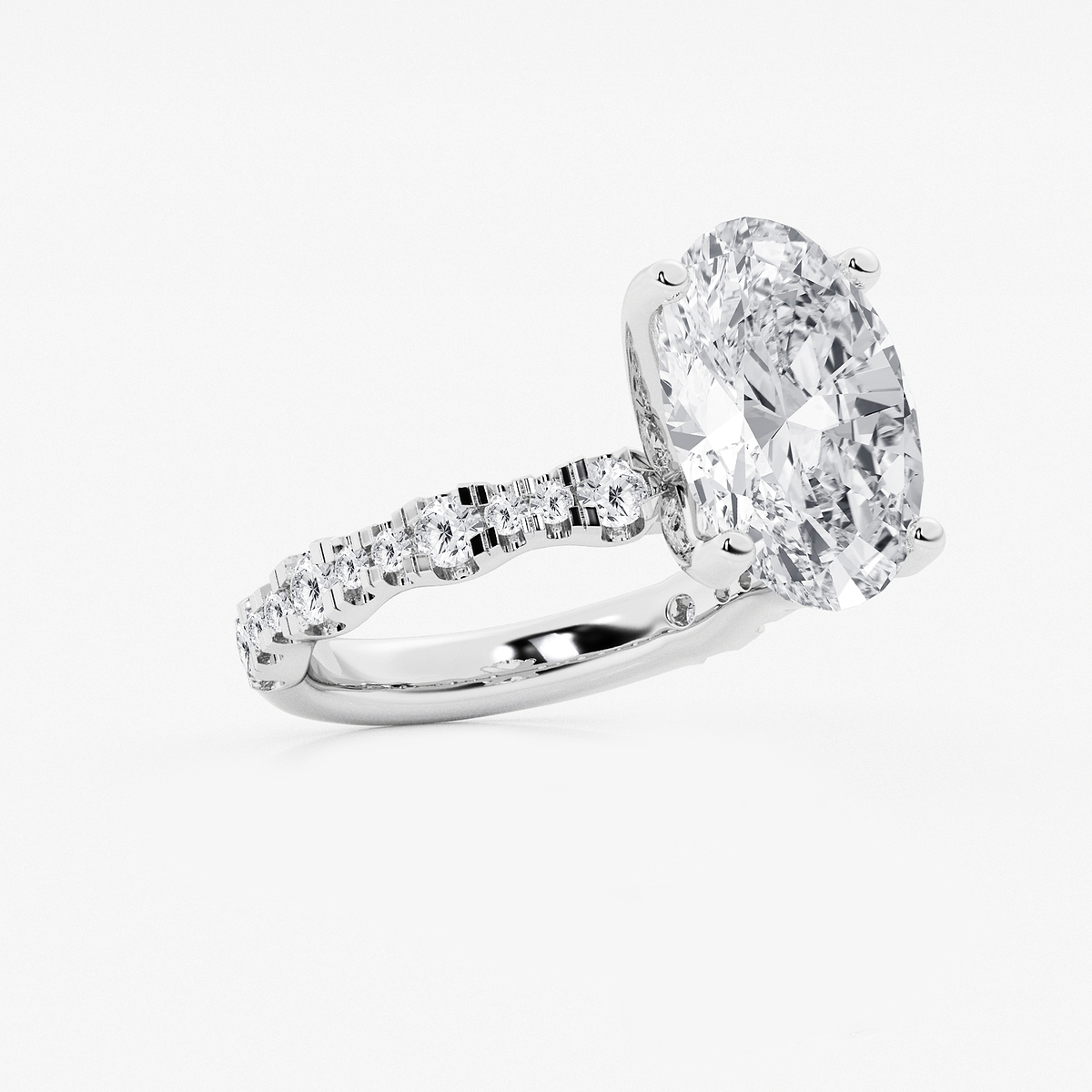 Additional Image 1 for  6 3/4 ctw Oval Lab Grown Diamond Station Engagement Ring