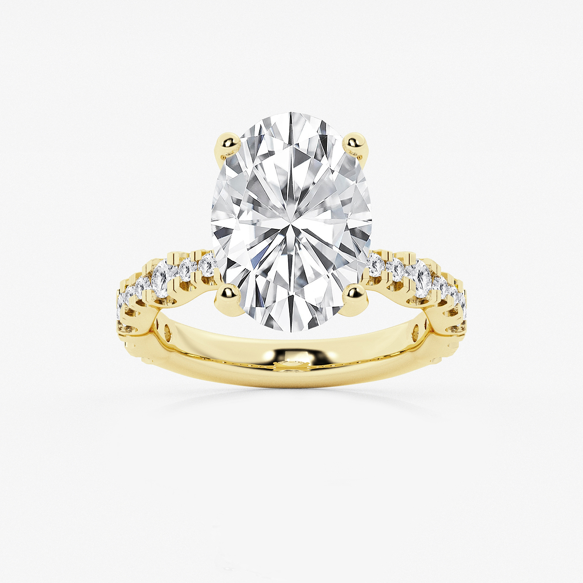 6 3/4 ctw Oval Lab Grown Diamond Station Engagement Ring