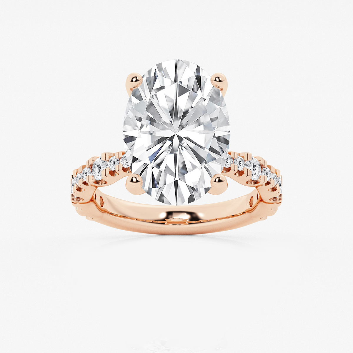 8 3/4 ctw Oval Lab Grown Diamond Station Engagement Ring