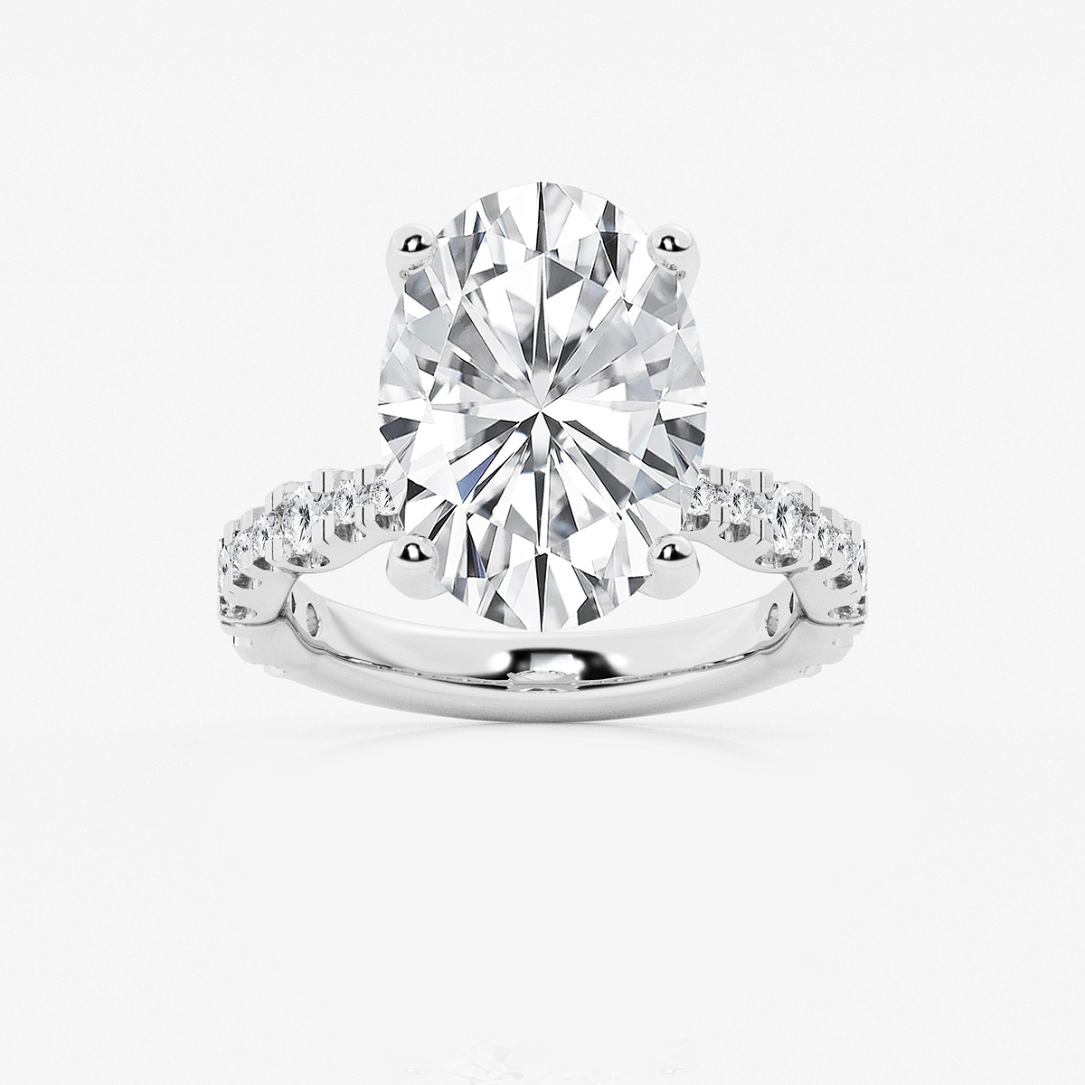 8 3/4 ctw Oval Lab Grown Diamond Station Engagement Ring