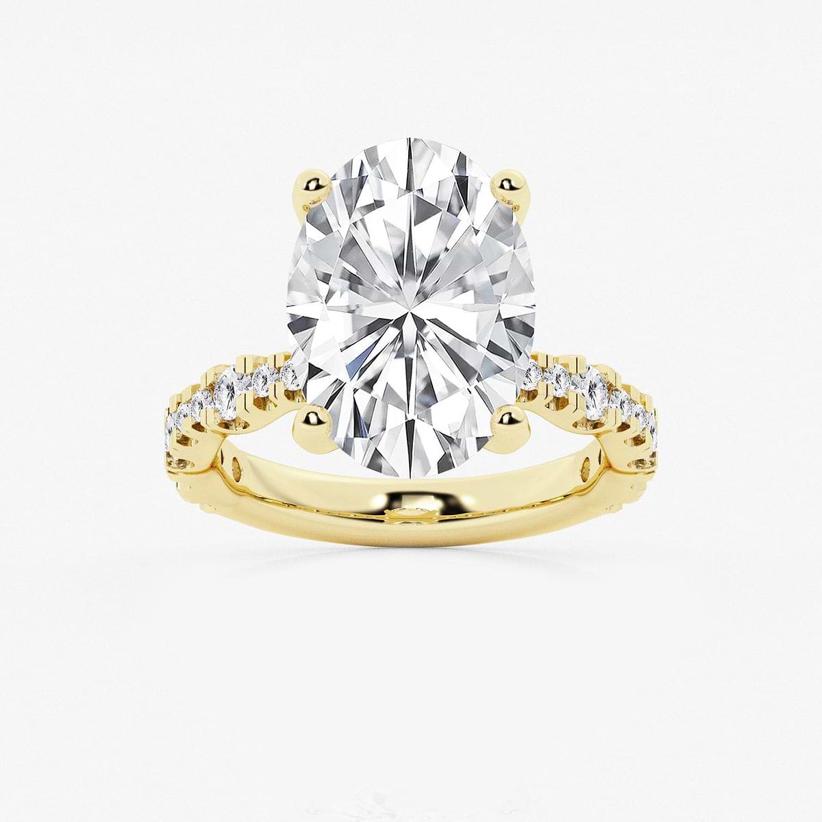 8 3/4 ctw Oval Lab Grown Diamond Station Engagement Ring 14K Yellow Gold, E, VS1