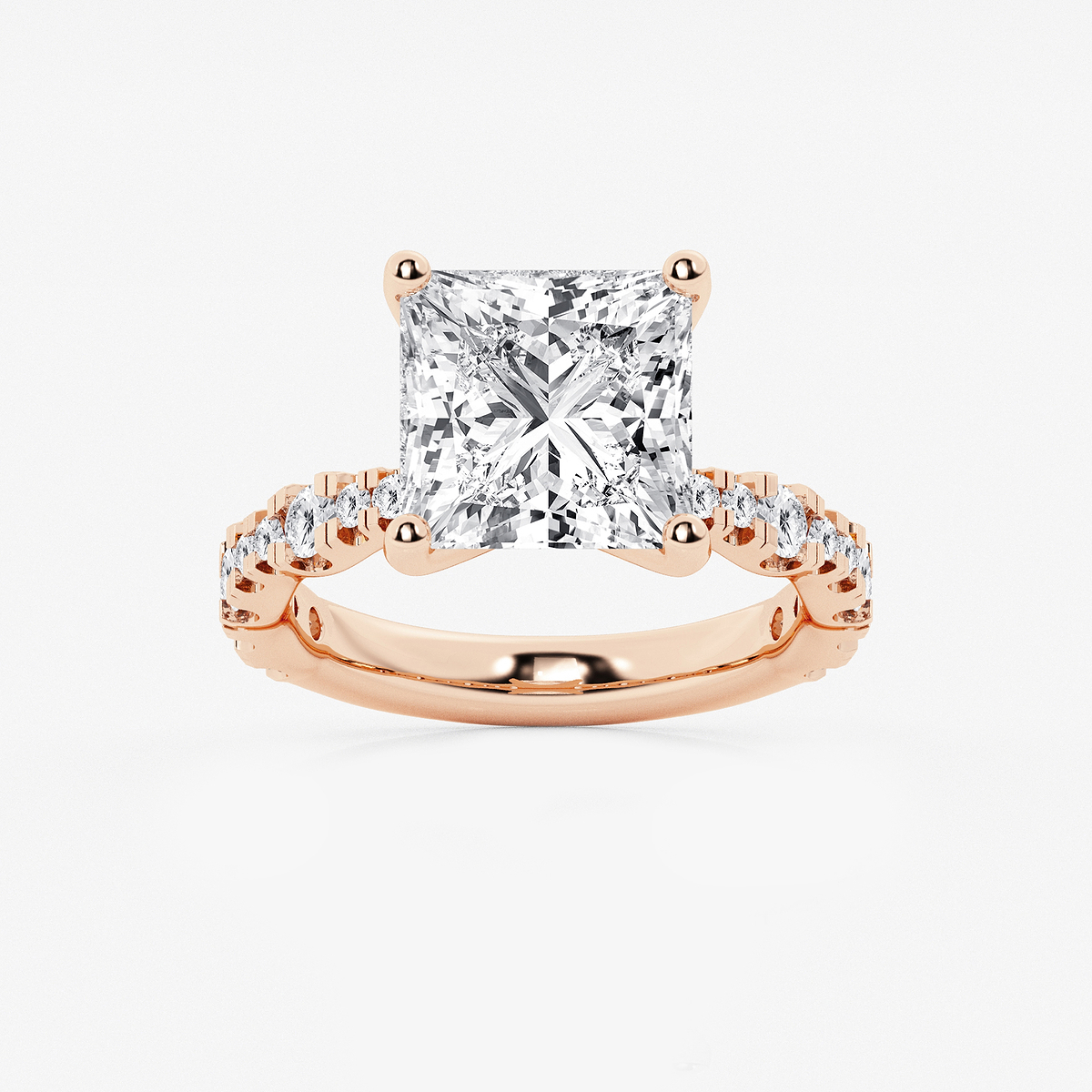 6 3/4 ctw Princess Lab Grown Diamond Station Engagement Ring