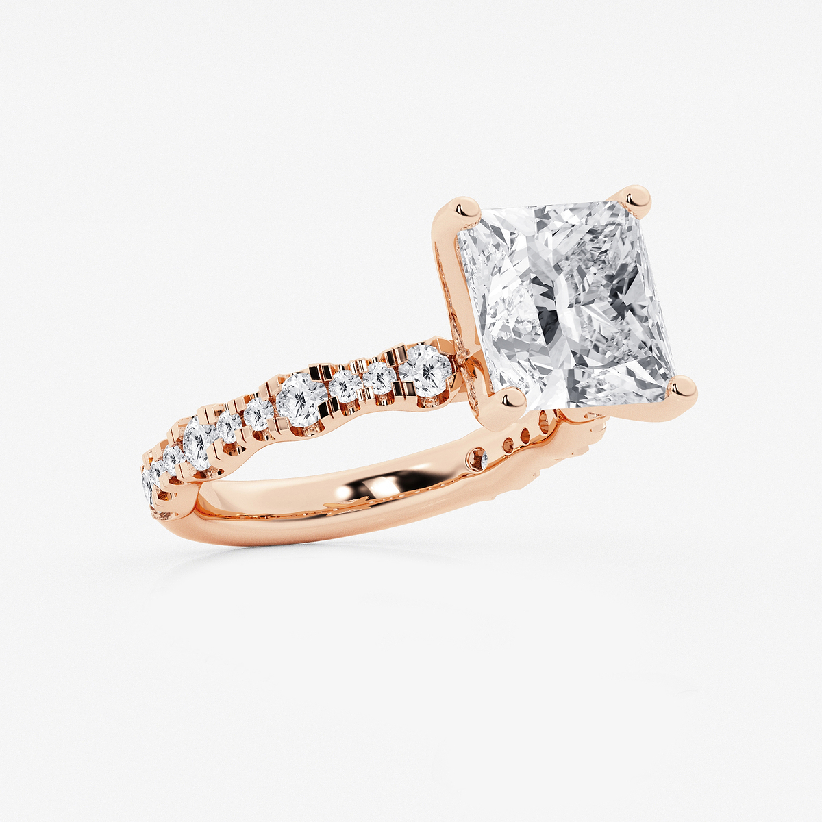 Additional Image 1 for  6 3/4 ctw Princess Lab Grown Diamond Station Engagement Ring