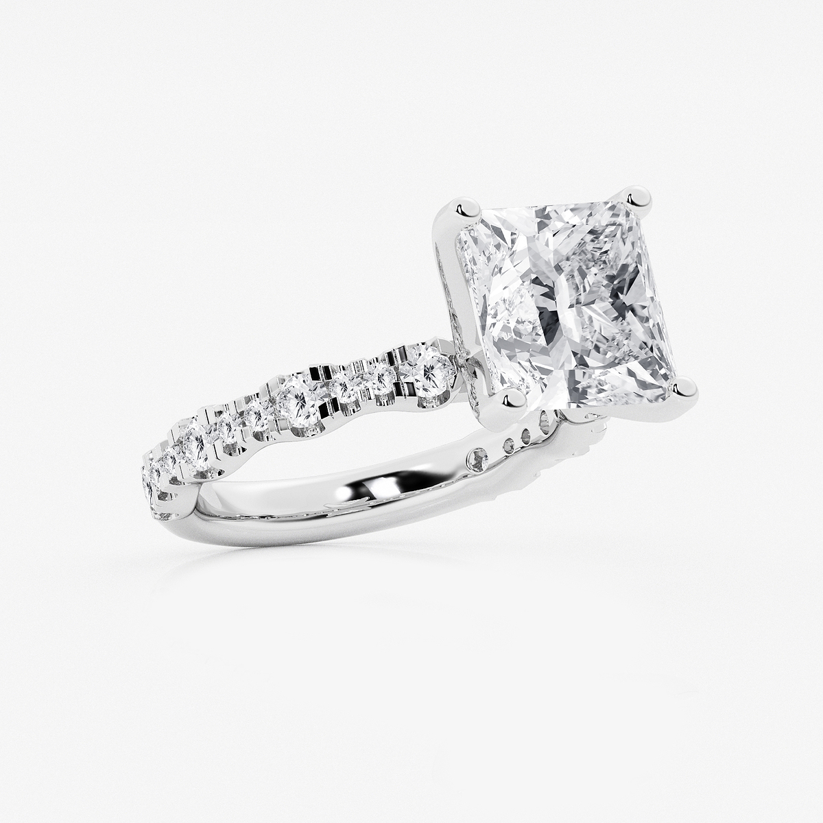 Additional Image 1 for  6 3/4 ctw Princess Lab Grown Diamond Station Engagement Ring