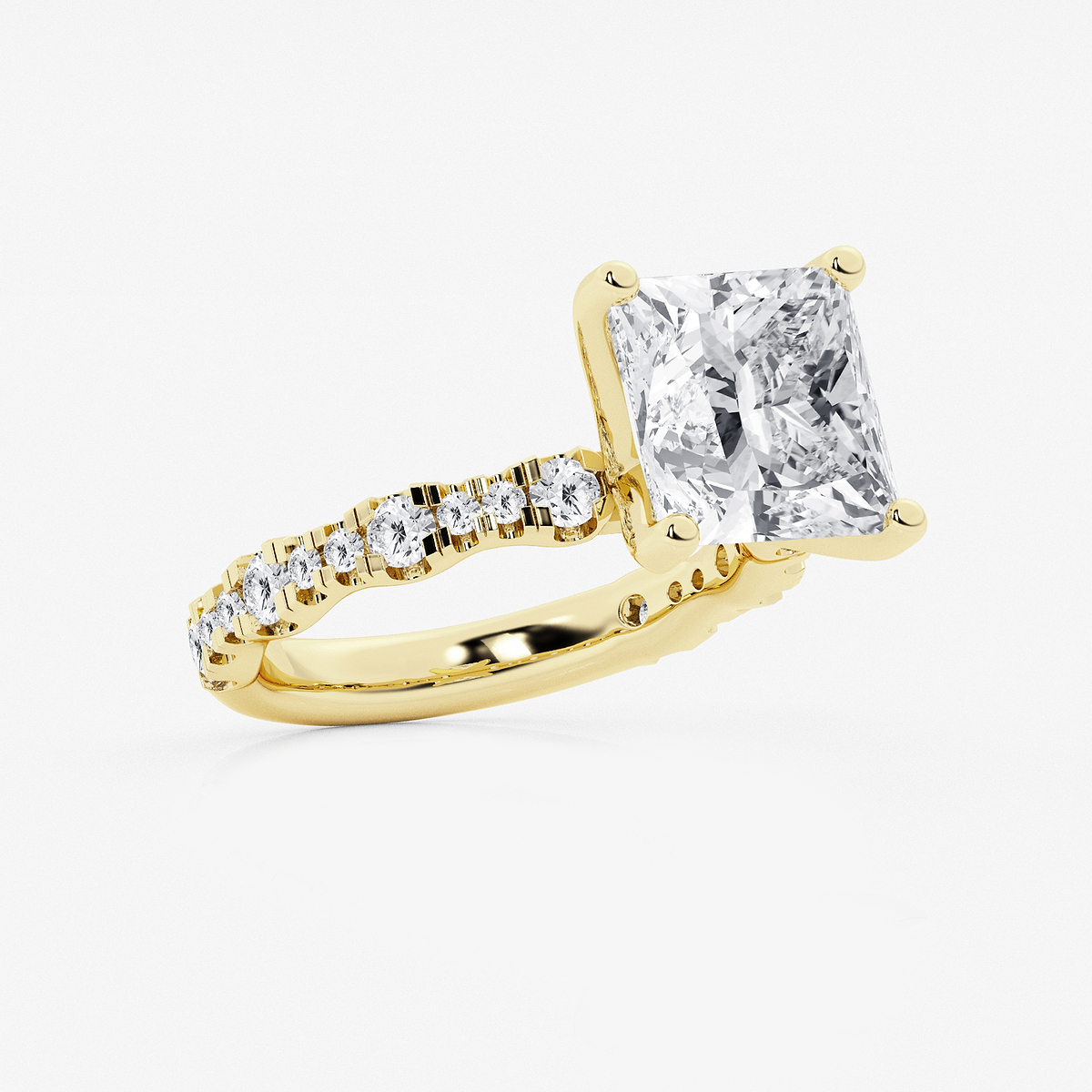 Additional Image 1 for  6 3/4 ctw Princess Lab Grown Diamond Station Engagement Ring