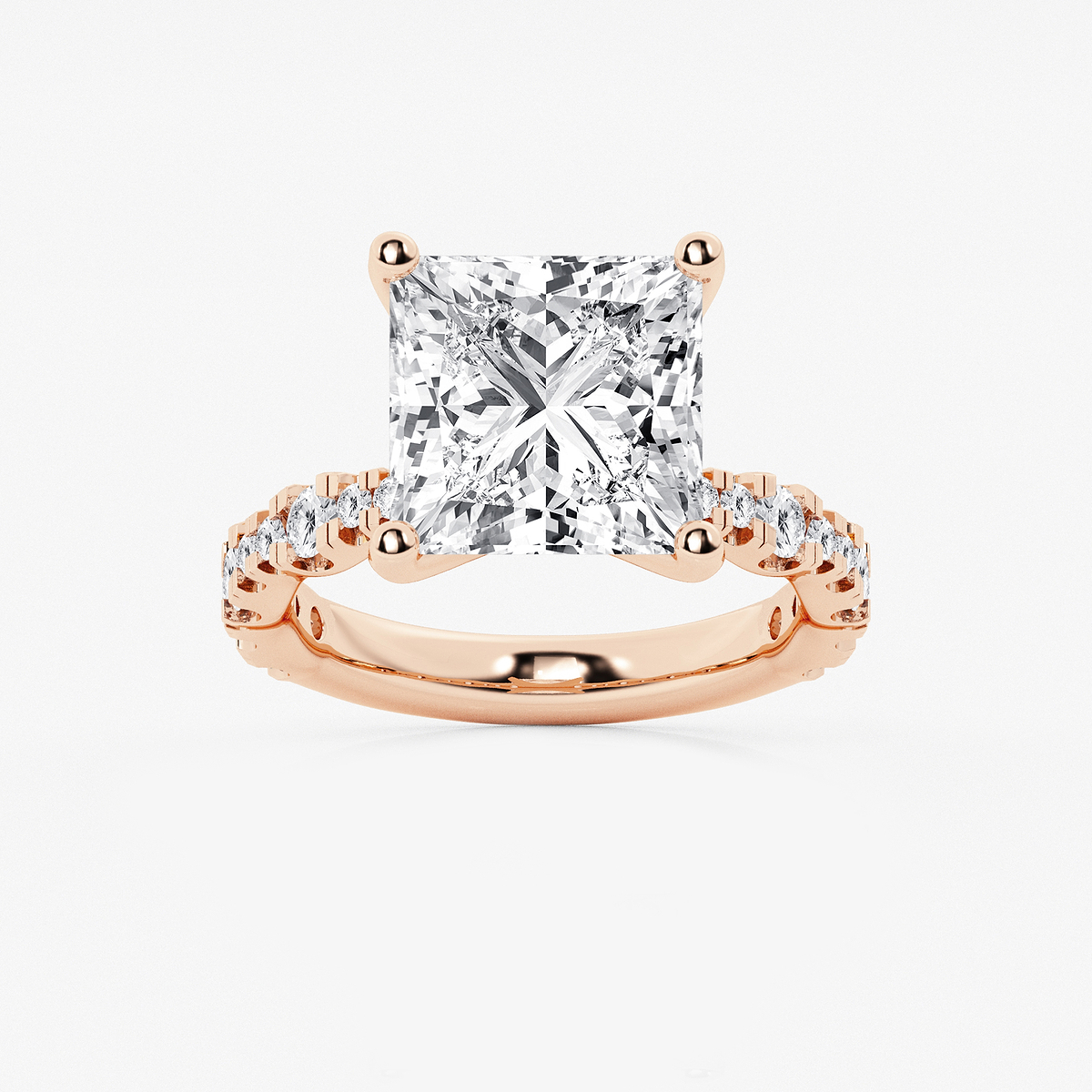 8 3/4 ctw Princess Lab Grown Diamond Station Engagement Ring