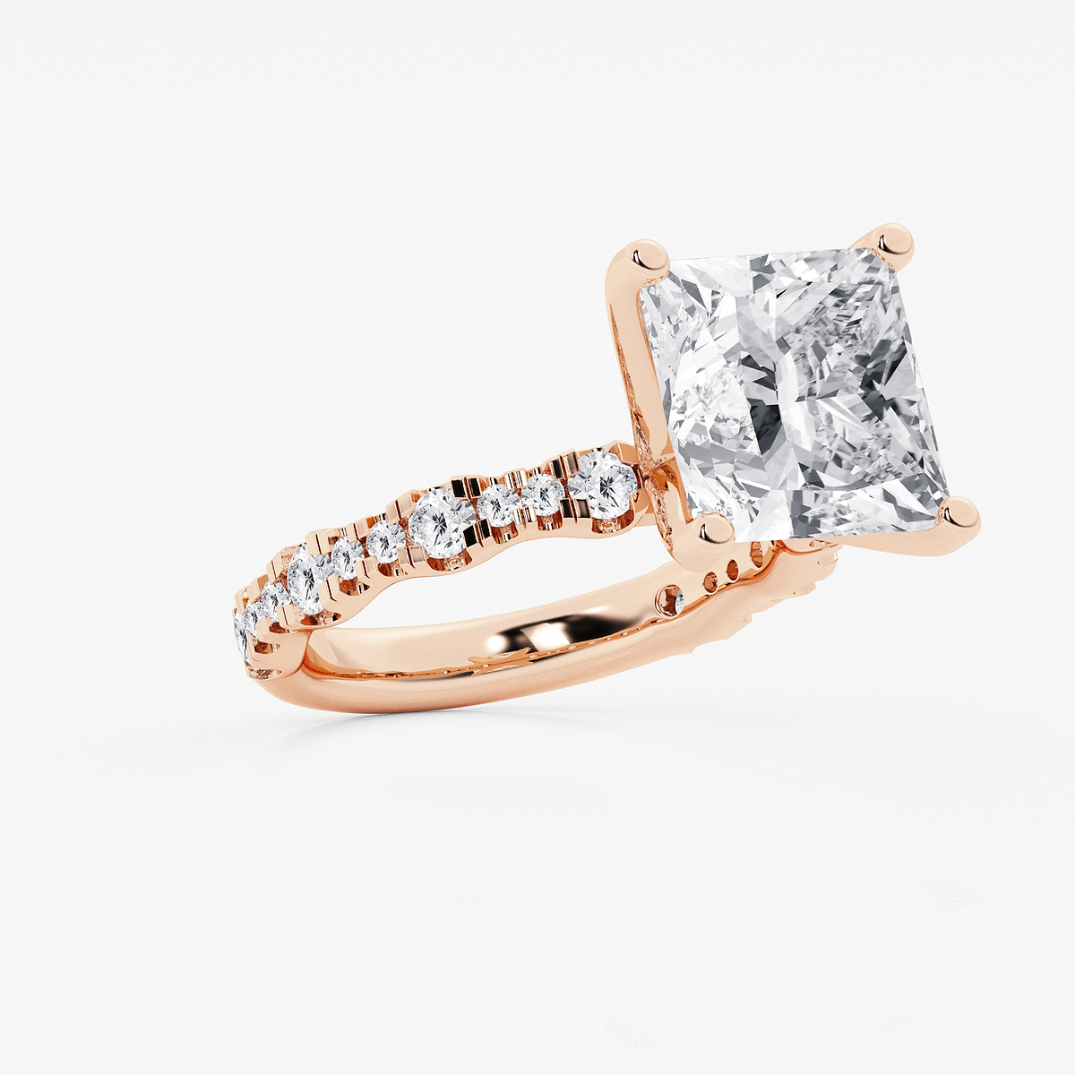 Additional Image 1 for  8 3/4 ctw Princess Lab Grown Diamond Station Engagement Ring
