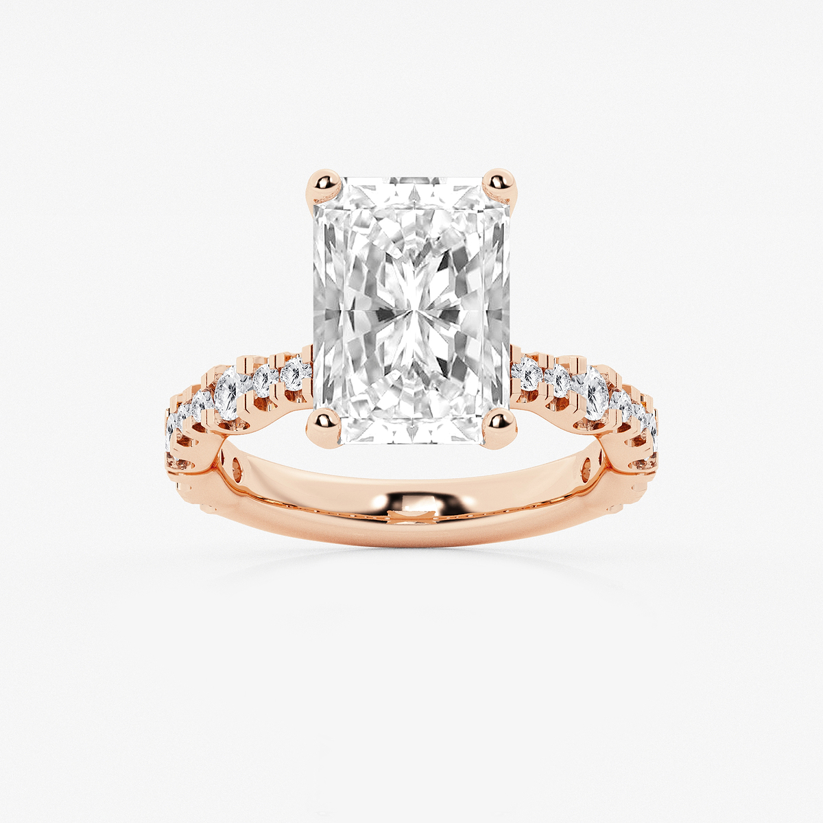 6 3/4 ctw Radiant Lab Grown Diamond Station Engagement Ring