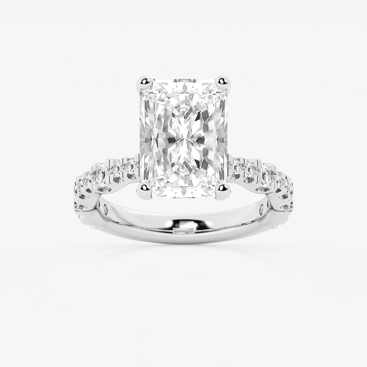 6 3/4 ctw Radiant Lab Grown Diamond Station Engagement Ring 14K White Gold, FG, VS2+