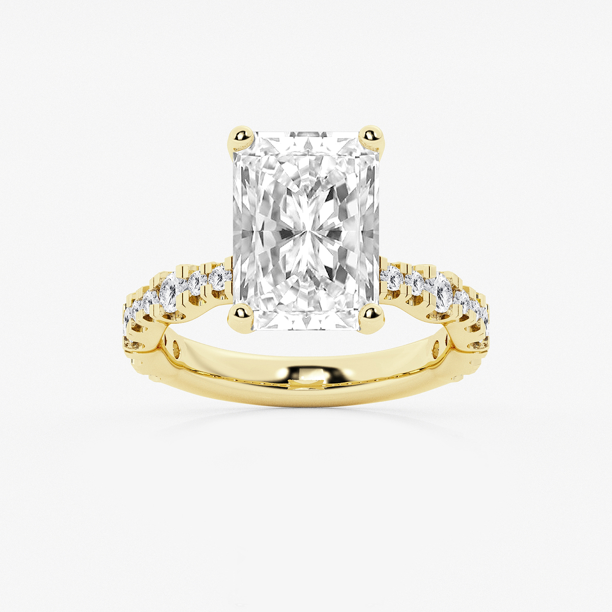 6 3/4 ctw Radiant Lab Grown Diamond Station Engagement Ring