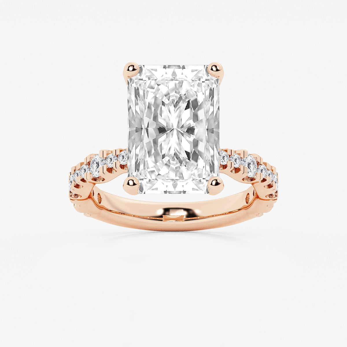 8 3/4 ctw Radiant Lab Grown Diamond Station Engagement Ring