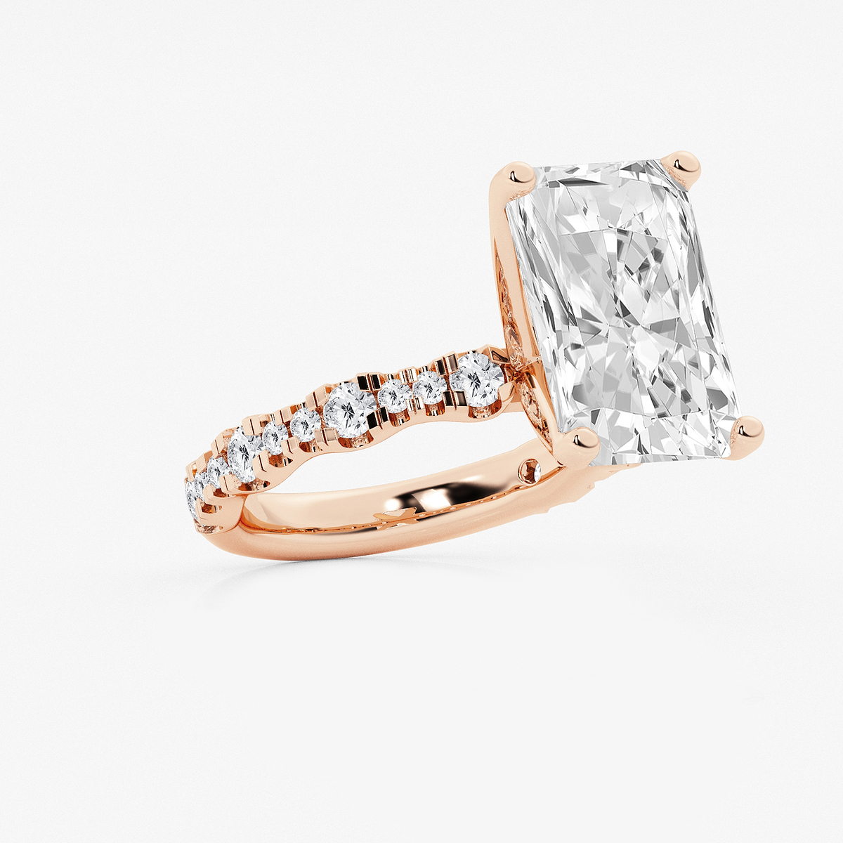 Additional Image 1 for  8 3/4 ctw Radiant Lab Grown Diamond Station Engagement Ring