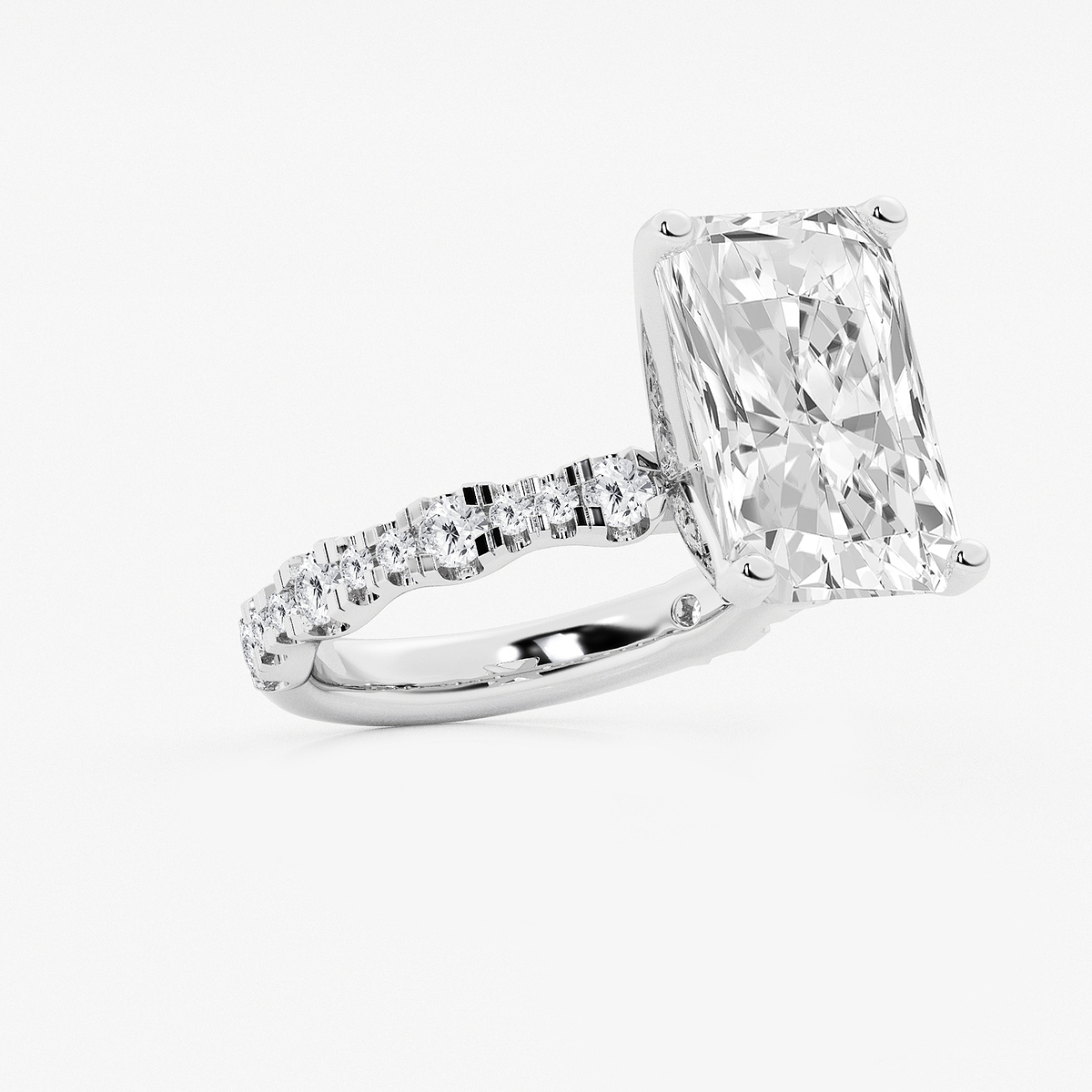 Additional Image 1 for  8 3/4 ctw Radiant Lab Grown Diamond Station Engagement Ring