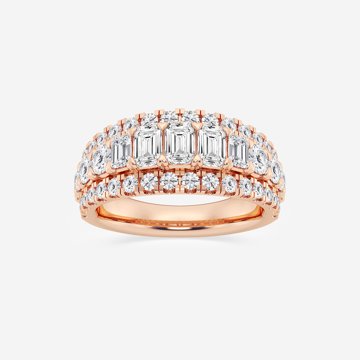 2 1/2 ctw Emerald and Round Lab Grown Diamond Band