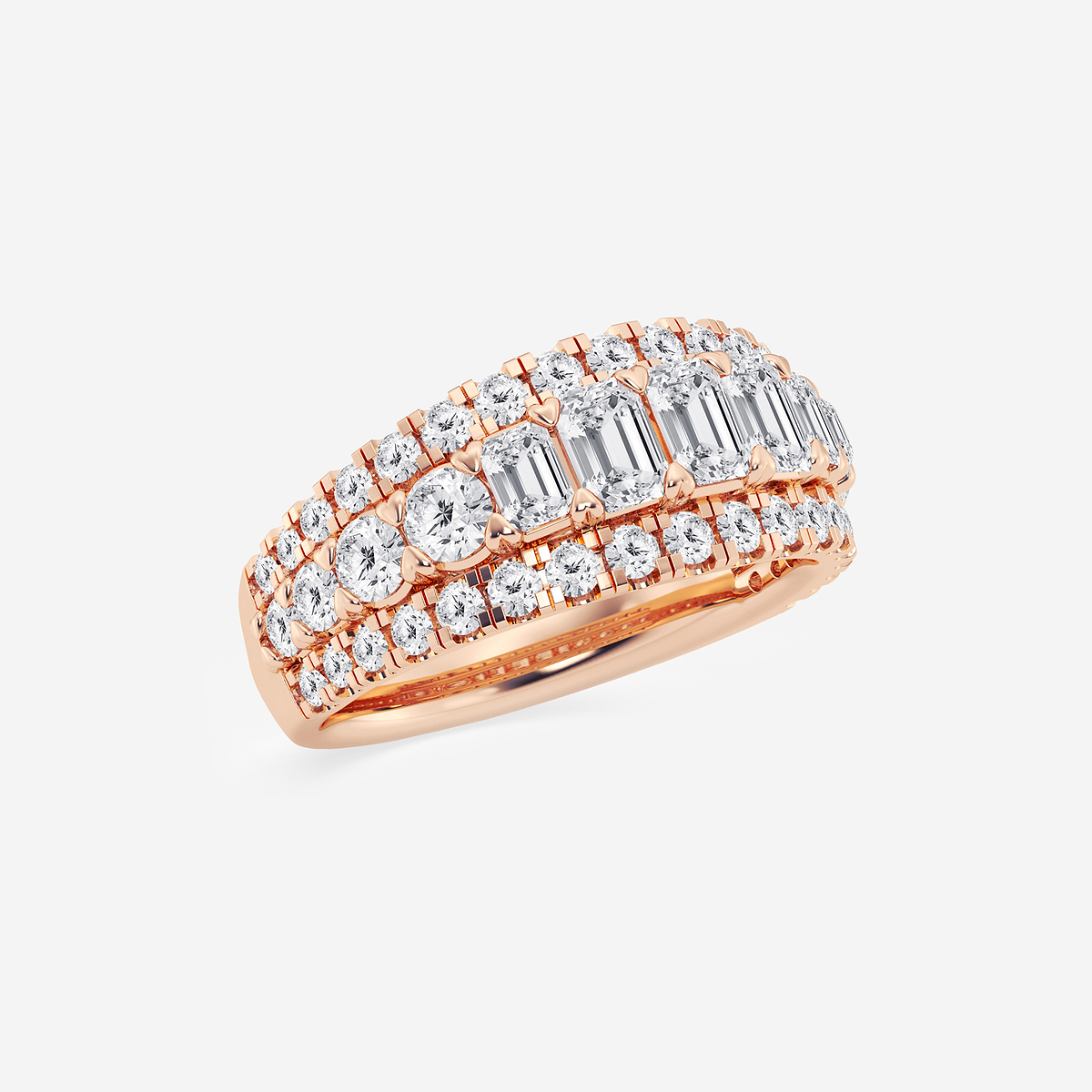 Additional Image 1 for  2 1/2 ctw Emerald and Round Lab Grown Diamond Band